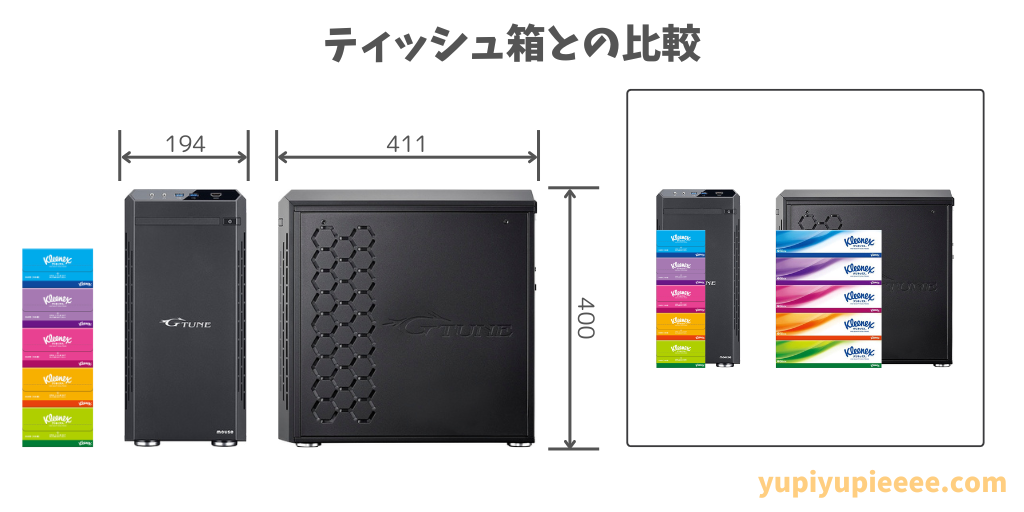 G-Tune ミニタワーケースのサイズ