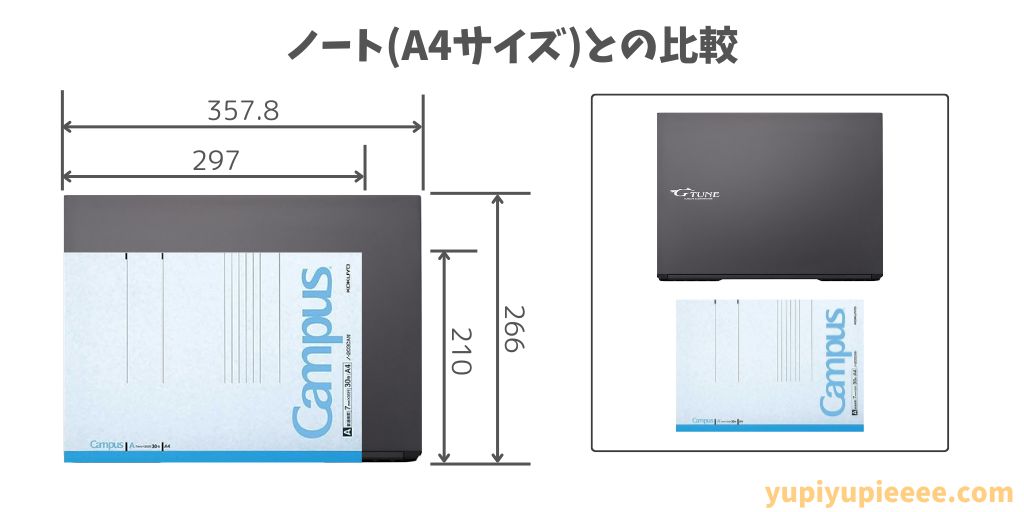 G-Tune E6-A7G70BK-Aのサイズ