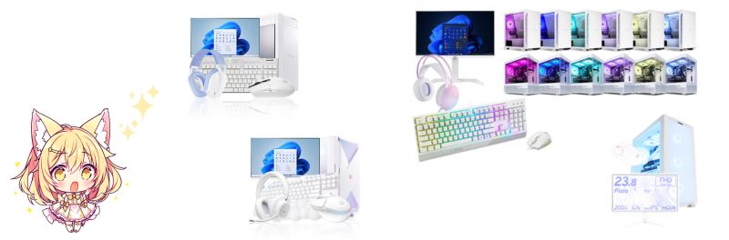 白いゲーミングPCセット