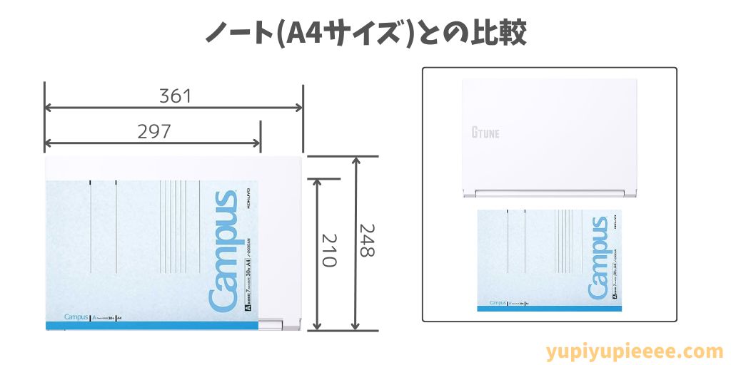 G-Tune P5 ホワイトのサイズ