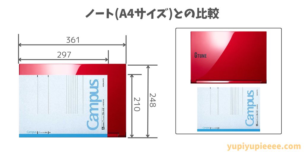 G-Tune P5 レッドのサイズ