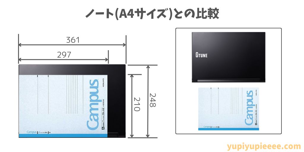 G-Tune P5 ブラックのサイズ