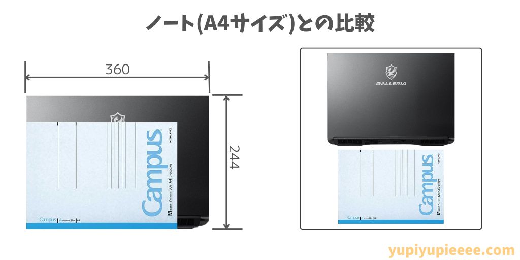 GALLERIA RL7Cのサイズ